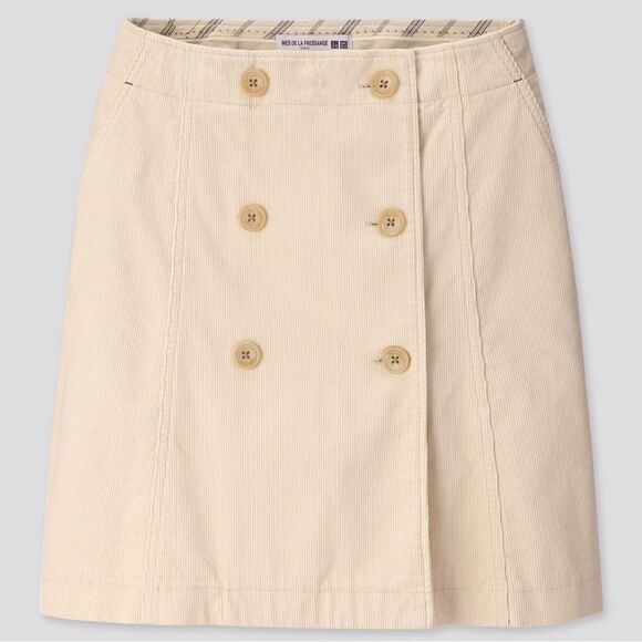 Uniqlo x Ines De La Fressange Corduroy Button Front Mini Skirt Cream 4 - Picture 1 of 11